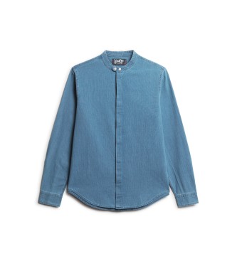 Superdry Camisa ndigo com gola de padeiro Azul mercante