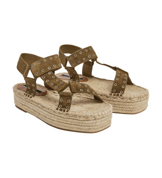 Pepe Jeans Sandlias em pele Tracy Resort verde -Altura da plataforma 4,6 cm