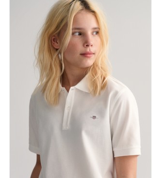 Gant Shield Teens biała koszulka polo piquet