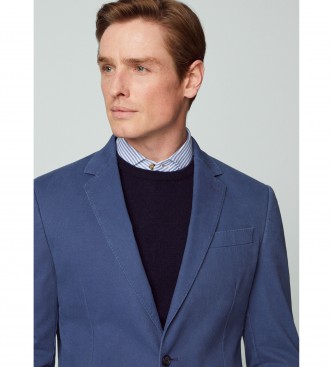 Hackett London Blauer Blazer mit Tencel-Textur