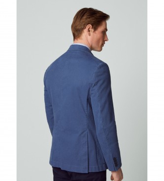 Hackett London Blauer Blazer mit Tencel-Textur