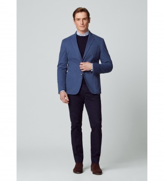 Hackett London Blauer Blazer mit Tencel-Textur