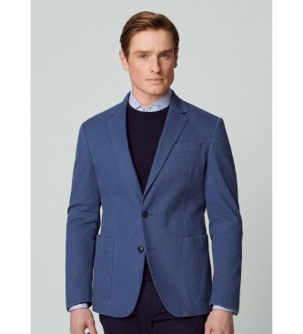 Hackett London Blazer azul com textura de tencel