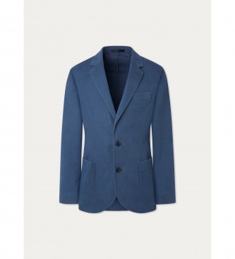 Hackett London Blazer azul com textura de tencel