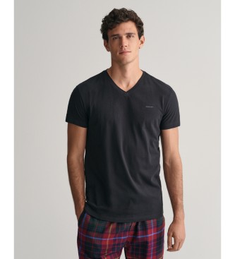 Gant Pack de duas T-shirts com decote em V branco, preto