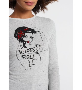 Lois Jeans Neps T-shirt lange mouwen Lois &Roll grijs