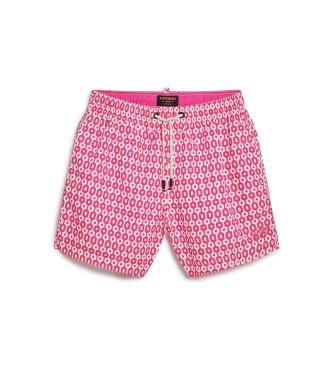 Superdry Bedruckter Badeanzug aus recyceltem Material, rosa.