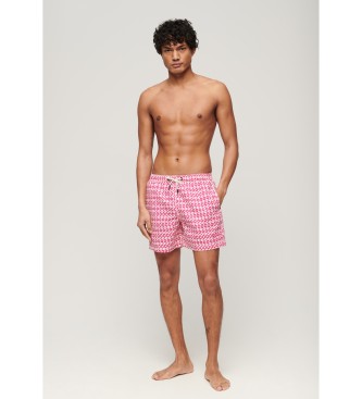 Superdry Costume da bagno stampato realizzato in materiale riciclato rosa