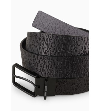 Armani Exchange Leren riem zwart, grijs