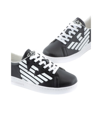 EA7 Baskets classiques en cuir noir