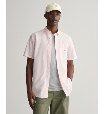 Gant Koszula z krótkim rękawem Regular Fit z różowej popeliny