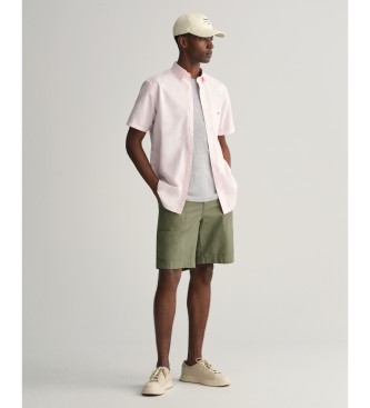 Gant Koszula z krótkim rękawem Regular Fit z różowej popeliny