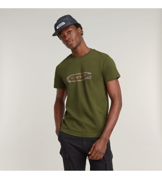 G-Star T-shirt verde con logo Old Skool distrutta