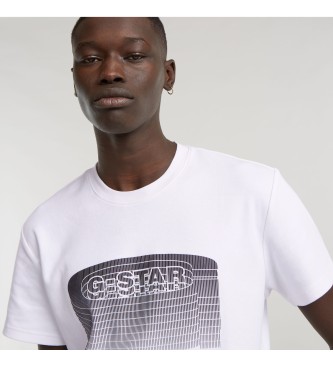 G-Star T-shirt bianca con logo Old Skool impilato