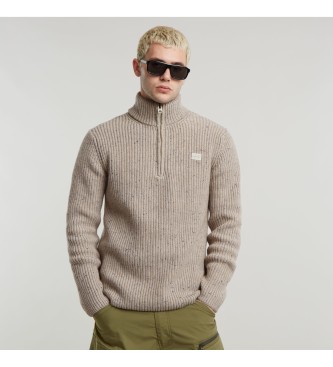 G-Star Sweater met dubbele kraag grijs