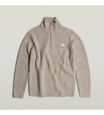 G-Star Sweater met dubbele kraag grijs