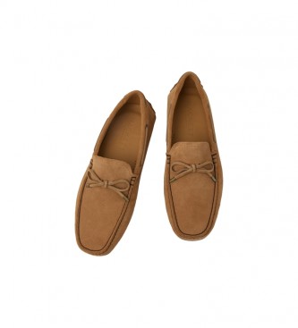 Hackett London Mocassins de couro para condutor castanho