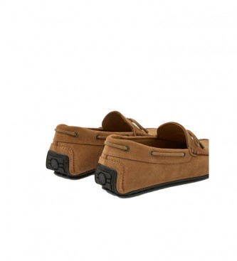 Hackett London Mocassins de couro para condutor castanho