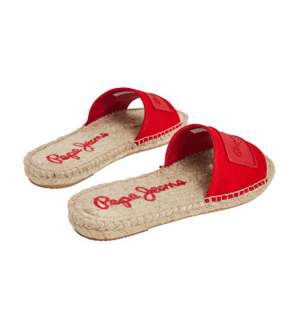 Pepe Jeans Czerwone skórzane sandały Siva Berry