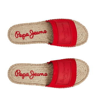 Pepe Jeans Czerwone skórzane sandały Siva Berry