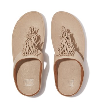 Fitflop Beige Rumba Beaded sandaler i lder