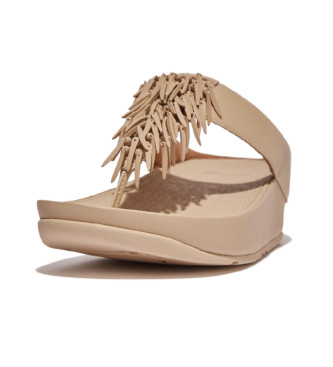 Fitflop Beige Rumba Beaded sandaler i lder