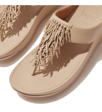 Fitflop Beige Rumba Beaded sandaler i lder