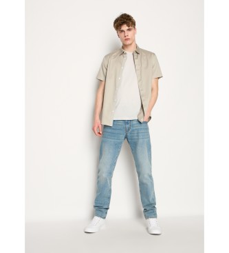 Armani Exchange Kortrmad skjorta i beige poplin