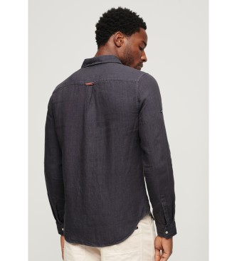 Superdry Long sleeve linen casual shirt dark grey