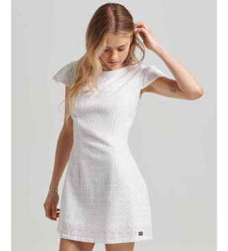 Superdry Minivestido vintage Broderie branco com bordados abertos