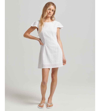 Superdry Minivestido vintage Broderie branco com bordados abertos