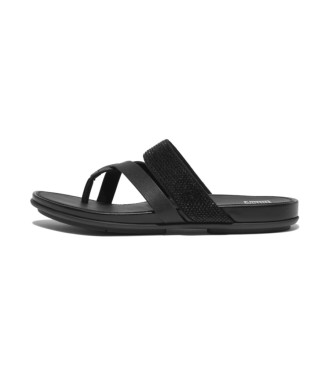 Fitflop Chanclas de piel Gracie Crystal negro