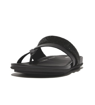 Fitflop Gracie Crystal black leather flip flops