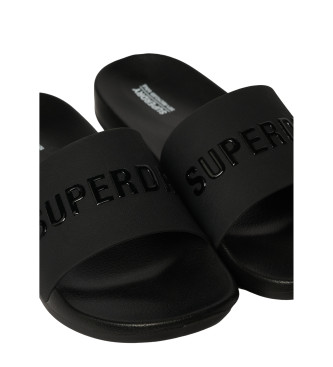 Superdry Chinelos de dedo vegan com logtipo preto