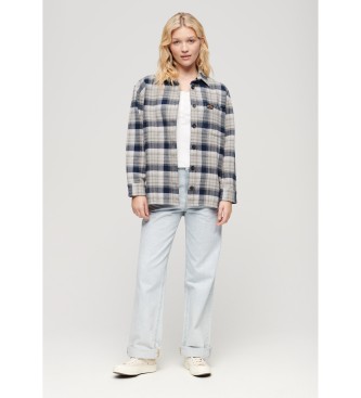 Superdry Flanelowa koszula w kratę w kolorze granatowym