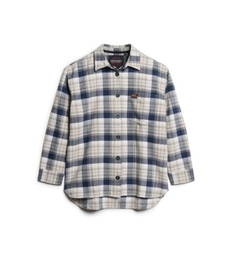 Superdry Flanelowa koszula w kratę w kolorze granatowym