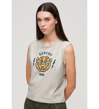 Superdry T-shirt sans manches Komodo Tiger gris