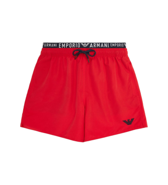 Emporio Armani Costume da bagno rosso con banda logo