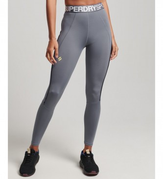 Superdry Eng geschnittene Leggings Elastischer Zug grau