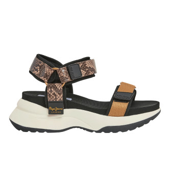 Pepe Jeans Sandali Venus Nature neri - Altezza zeppa 6cm