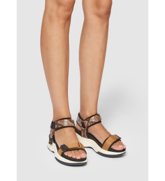 Pepe Jeans Sandali Venus Nature neri - Altezza zeppa 6cm