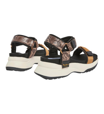 Pepe Jeans Sandali Venus Nature neri - Altezza zeppa 6cm