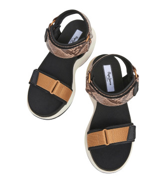 Pepe Jeans Sandali Venus Nature neri - Altezza zeppa 6cm