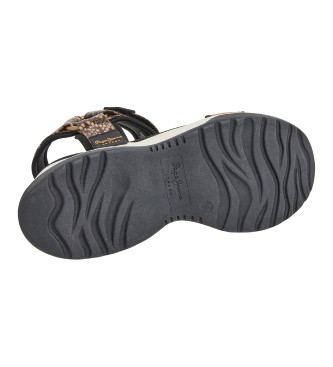 Pepe Jeans Sandali Venus Nature neri - Altezza zeppa 6cm