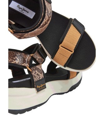 Pepe Jeans Sandali Venus Nature neri - Altezza zeppa 6cm