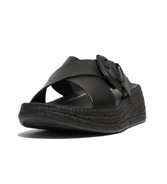 Fitflop Sandali F-mode Espadrillas in pelle nera con fibbia