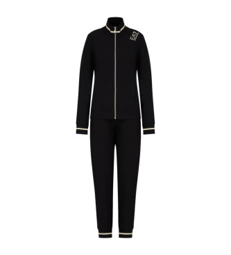 EA7 Black stretch cotton Core tracksuit black