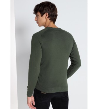 Lois Jeans Basic knitted jumper with embroidered box collar Toro green