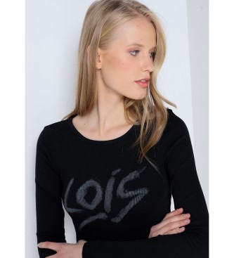 Lois Jeans Slim fit t-shirt met lange mouwen zwart