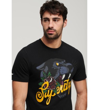 Superdry T-shirt com motivo de tatuagem Script preto